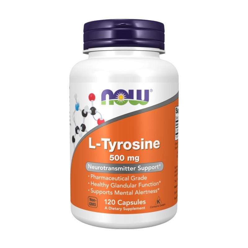 L-tyrozín NOW, 500 mg (120 kapsúl)