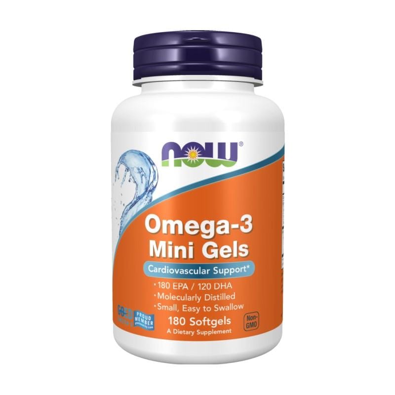 Omega 3 NOW, 500 mg (180 malých mäkkých kapsúl)