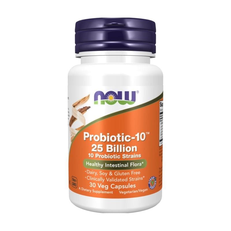 Probiotiká-10 s 25 miliardami prospešných baktérií NOW, 160 mg (30 kapsúl)