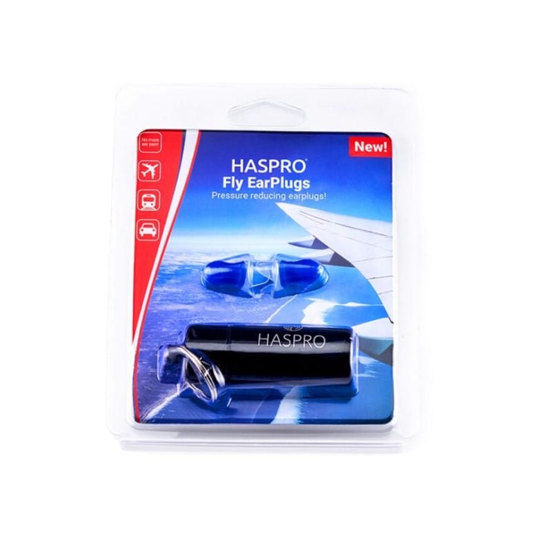 Štuple do uší na cestovanie lietadlom – modré, silikónové Fly Haspro (1 pár)