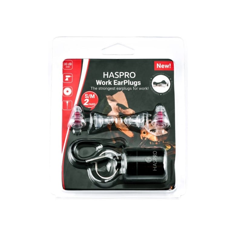 Štuple do uší na prácu – priehľadné, silikónové Work Haspro (2 páry, S/M)