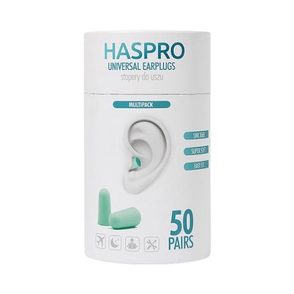 Penové štuple do uší Tube50 - mätová farba, Haspro (100 kusov)
