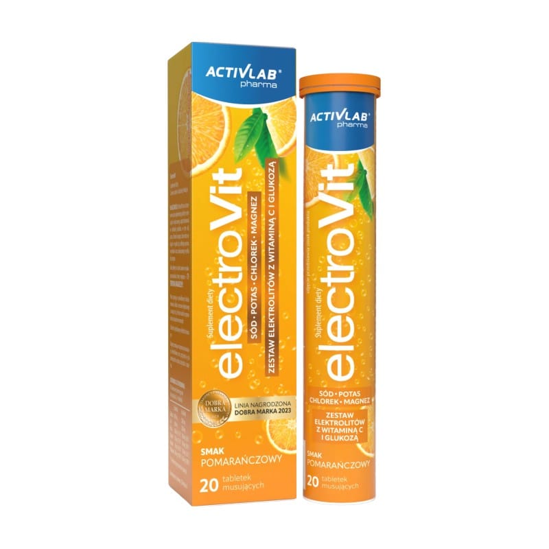 Elektrolyty s minerálmi a vitamínom C s pomarančovou príchuťou Activlab Pharma (20 šumivých tabliet)