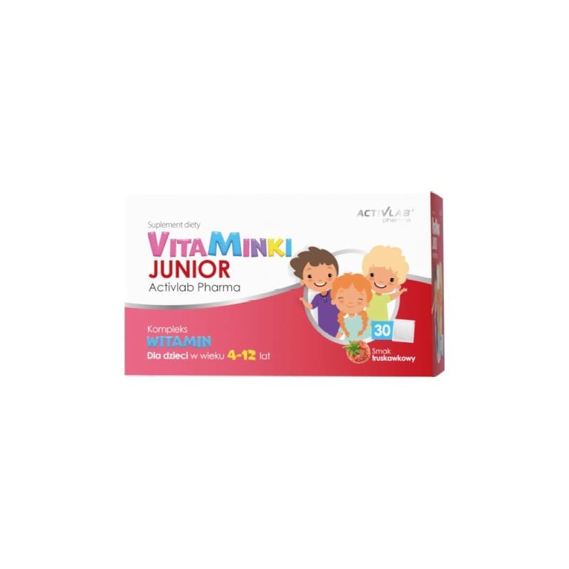 Vitamíny pre deti – VitaMinki Junior Activlab, jahodová príchuť (30 vrecúšok x 3 g)
