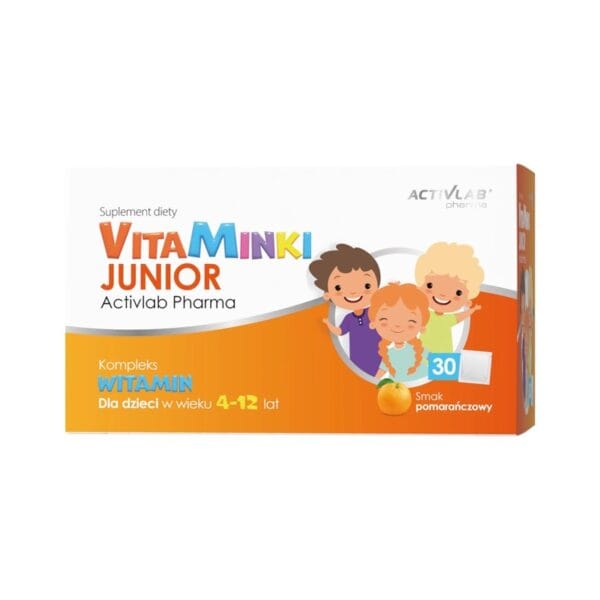 Vitamíny pre deti – VitaMinki Junior Activlab, pomarančová príchuť (30 vrecúšok x 3 g)